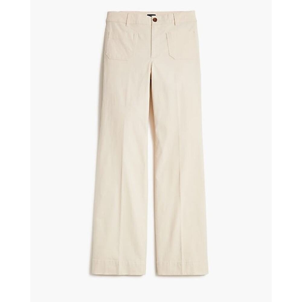 J.Crew Factory Petite High Rise Patch Pocket Wide Leg Cotton Linen Pant P28 NWT